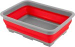 Collapsible Cleaning Caddy - Portable Multi-use Wash Basin, Dish Tub, or Ice Bucket with 7.27L Capacity for Camping and Tailgating by Wakeman (Red)