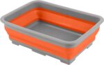 Collapsible Bucket for Cleaning - 7.27L Foldable Wash Bin Dish Tub - Collapsible Wash Basin or Camping Sink for Beach, Tailgating, or Soaking Laundry - Cleaning Supplies by Wakeman (Orange)