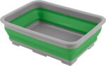 Collapsible Bucket for Cleaning - 7.27L Foldable Wash Bin Dish Tub - Collapsible Wash Basin or Camping Sink for Beach, Tailgating, or Soaking Laundry - Cleaning Supplies by Wakeman (Green)