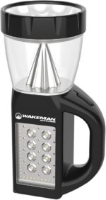 LED Lantern with Flashlight and Panel Light - Lightweight and Battery-Powered Camping Lantern - Great for Hiking or Emergencies by Wakeman (Black)