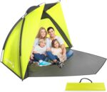 Beach Tent and Sun Shelter - Water and Wind-Resistant Shade Canopy for UV Protection - Easy Set-Up Tent with Carry Bag by Wakeman (Yellow)