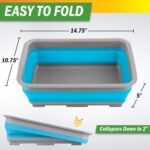 Collapsible Bucket for Cleaning - 7.27L Foldable Wash Bin Dish Tub - Collapsible Wash Basin or Camping Sink for Beach, Tailgating, or Soaking Laundry - Cleaning Supplies by Wakeman (Blue) - Image 2