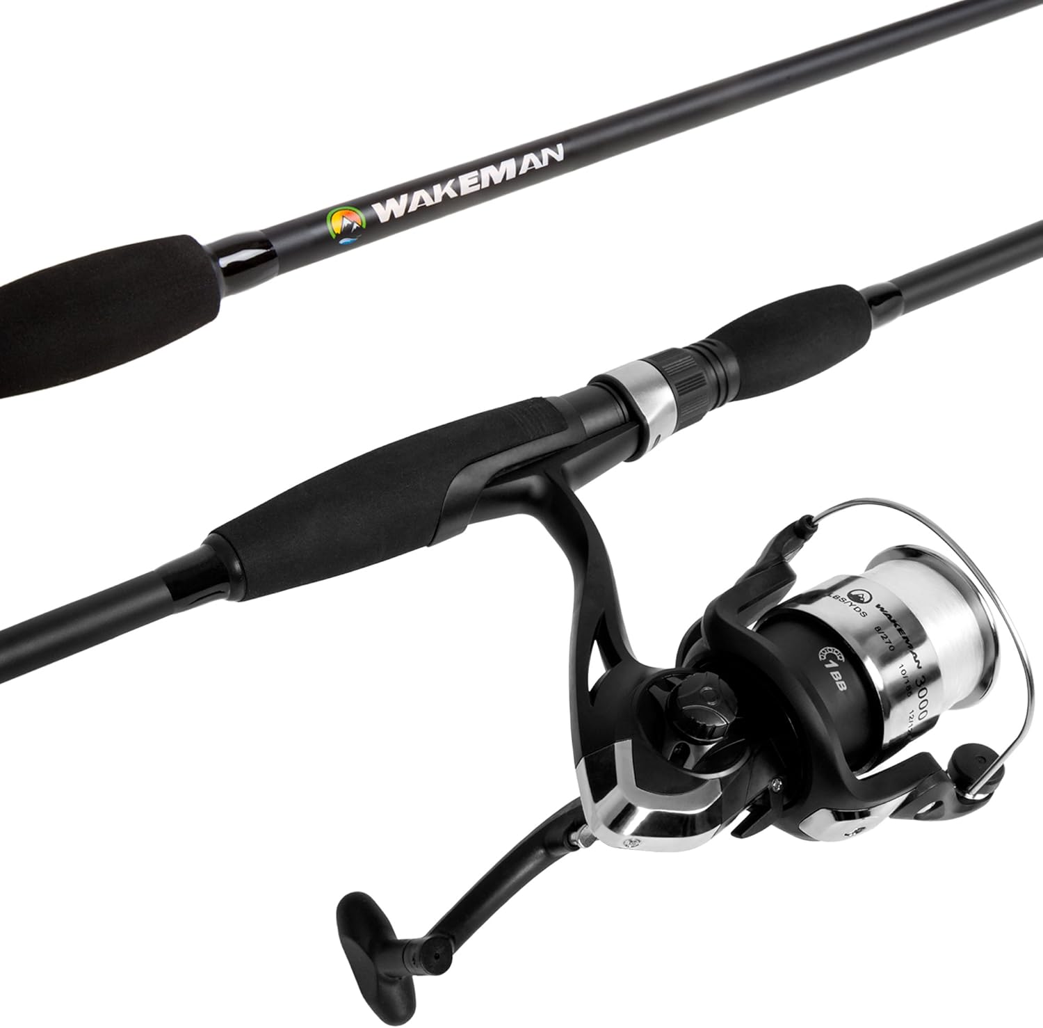 71GQBoTrYxL._AC_SL1500_ Fiberglass Fishing Pole - Strike Series 78-Inch Collapsible Rod and Spinning Reel Combo, EVA Handle, Pre-Spooled Reel, Fishing Gear for Catching Walleye, Bass, Trout, and More by Wakeman - Image 1