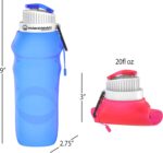 Collapsible Water Bottles-20oz, Foldable, Reusable, Leak-Proof-Compact for Hiking, Camping, Backpacking, Running and More by Wakeman Outdoors (2 Pack) - Image 2
