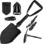 Folding Multitool Shovel, Pickaxe and Saw with Included Pocket Knife and Carry Bag- Survival Tool Camping, Hiking and Emergency by Wakeman Outdoors