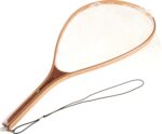 Fly Fishing Net with Handle - Soft Mesh Catch and Release Rubber Fly Fish Net with Lightweight Wood Frame and Safety Lanyard - Landing Bass and Trout Fishing Gear by Wakeman Outdoors
