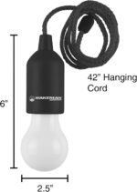 Pull Cord Light- Portable LED Outdoor/Indoor Hanging Bulb Lantern for Camping, Home Garage, Patio, and Tent Lighting by Wakeman Outdoors (Black) - 75-WL2028 - Image 2