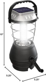 Dynamo Hand Crank Solar Powered Lantern - Battery-Operated or Rechargeable LED Light with Adjustable Settings for Camping by Whetstone (Black) - Image 8