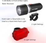 Wakeman Outdoors LED Bicycle Lights Set- Water Resistant Bike Front Headlight and Back Tail Light with 5 Flashing Red Light Modes for Biking Safety - Image 3
