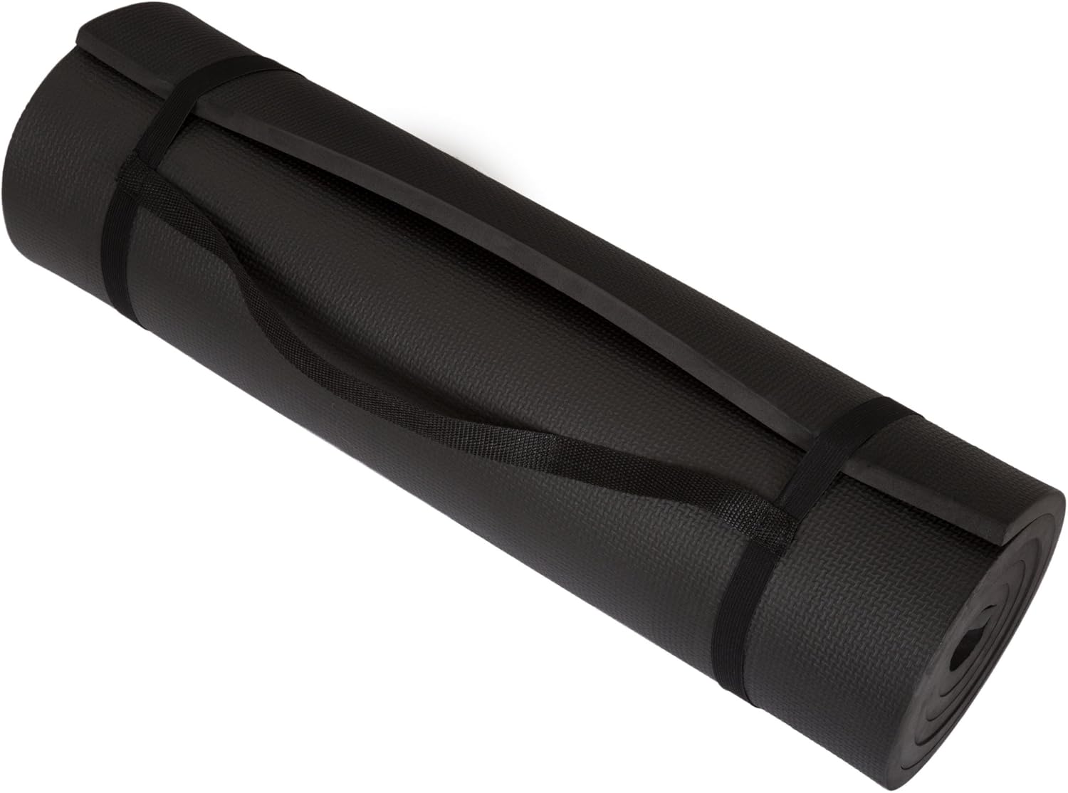 71epHIPrIrL._AC_SL1500_ Thick Yoga Mat - Double Sided 1/2-Inch Workout Mat - 72x24-Inch Exercise Pad for Home Gym Fitness or Pilates with Carrying Strap by Wakeman (Black) - Image 1