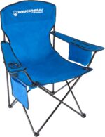 Wakeman Oversized Camp Chair-300lb Capacity Big Tall Quad Seat with Cup Holder, Cooler, Carry Bag for Tailgating, Camping, Fishing Outdoors (Blue)