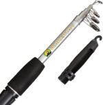 Fiberglass Fishing Rod - Portable Telescopic Pole with Size 20 Spinning Reel - Fishing Gear for Ponds, Lakes, and Rivers by Wakeman (Black) - Image 2