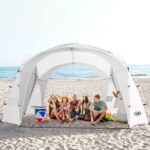 UNP Easy Beach Tent Pop Up Canopy UPF50+ Tent with Side Wall, Ground Pegs, and Stability Poles, Sun Shelter Rainproof, Waterproof for Camping Trips, Backyard Fun, Party Or Picnics