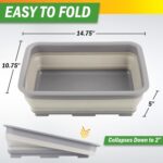 Collapsible Bucket for Cleaning - 7.27L Foldable Wash Bin Dish Tub - Collapsible Wash Basin or Camping Sink for Beach, Tailgating, or Soaking Laundry - Cleaning Supplies by Wakeman (Gray) - Image 2