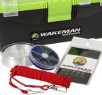 Fishing Single Tray Tackle Box- 55 Piece Tackle Gear Kit Includes Sinkers, Hooks Lures Bobbers Swivels and Fishing Line By Wakeman Outdoors Lime Green - Image 4