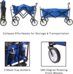 Wakeman Outdoors Folding Wagon – Collapsible All-Terrain Utility Pull Cart with Telescoping Handle for Camping, Beach, Sports or Grocery Shopping - Image 3