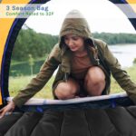 Sleeping Bag - Lightweight Envelope-Style 32F Rated Outdoor Sleeping Bag with Hood and Carry Case for Backpacking, Camping and Hiking by Wakeman (Navy) - Image 4