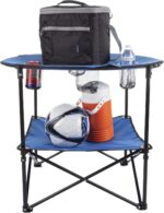 Wakeman Camp Table - Round 2-Tier Folding Table with 4 Cupholders and Carrying Bag - for Camping, Beach, Picnic, Sporting Events, and More Outdoors,Blue - Image 6