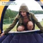Wakeman Outdoors Sleeping Bag – 35F Rated 3 Season Envelope Style with Hood for Outdoor Camping, Backpacking and Hiking with Carry Bag (Navy) - Image 4