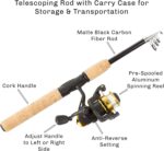 Telescopic Fishing Pole - 5.5-Foot Carbon Fiber Rod and Ambidextrous Reel Combo with Handy Carrying Case for Lake, Pond, or River by Wakeman (Black) - Image 3