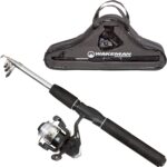 Fiberglass Fishing Rod - Portable Telescopic Pole with Size 20 Spinning Reel - Fishing Gear for Ponds, Lakes, and Rivers by Wakeman (Black)