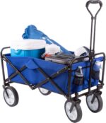 Wakeman Outdoors Folding Wagon – Collapsible All-Terrain Utility Pull Cart with Telescoping Handle for Camping, Beach, Sports or Grocery Shopping