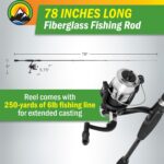 Fiberglass Fishing Pole - Strike Series 78-Inch Collapsible Rod and Spinning Reel Combo, EVA Handle, Pre-Spooled Reel, Fishing Gear for Catching Walleye, Bass, Trout, and More by Wakeman - Image 6
