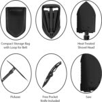 Folding Multitool Shovel, Pickaxe and Saw with Included Pocket Knife and Carry Bag- Survival Tool Camping, Hiking and Emergency by Wakeman Outdoors - Image 2