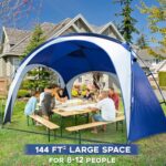 UNP Easy Sun Shelter Beach Tent Pop Up Canopy Event Cabana UPF 50+ Shade Tent 4-6 Person Rainproof, Waterproof for Camping Trips, Backyard Fun, Party Or Picnics with Side Wall (12 x 12 ft, Blue) - Image 3