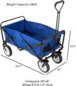 Wakeman Outdoors Folding Wagon – Collapsible All-Terrain Utility Pull Cart with Telescoping Handle for Camping, Beach, Sports or Grocery Shopping - Image 2