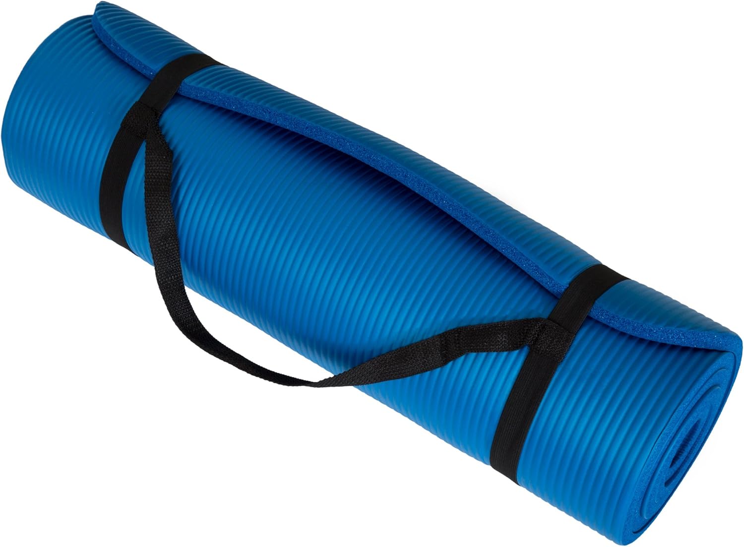 81NmWQ0RMmL._AC_SL1500_ Thick Yoga Mat - Double Sided 1/2-Inch Workout Mat - 71x24-Inch Exercise Pad for Home Gym Fitness or Pilates with Carrying Strap by Wakeman (Blue) - Image 1