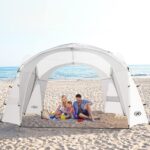 UNP Easy Beach Tent Pop Up Canopy UPF50+ Tent with Side Wall, Ground Pegs, and Stability Poles, Sun Shelter Rainproof, Waterproof for Camping Trips, Backyard Fun, Party Or Picnics