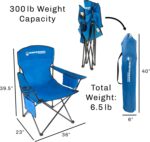 Wakeman Oversized Camp Chair-300lb Capacity Big Tall Quad Seat with Cup Holder, Cooler, Carry Bag for Tailgating, Camping, Fishing Outdoors (Blue) - Image 3