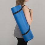 Thick Yoga Mat - Double Sided 1/2-Inch Workout Mat - 71x24-Inch Exercise Pad for Home Gym Fitness or Pilates with Carrying Strap by Wakeman (Blue) - Image 3