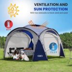 UNP Easy Sun Shelter Beach Tent Pop Up Canopy Event Cabana UPF 50+ Shade Tent 4-6 Person Rainproof, Waterproof for Camping Trips, Backyard Fun, Party Or Picnics with Side Wall (12 x 12 ft, Blue) - Image 2