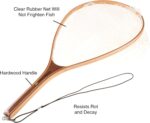 Fly Fishing Net with Handle - Soft Mesh Catch and Release Rubber Fly Fish Net with Lightweight Wood Frame and Safety Lanyard - Landing Bass and Trout Fishing Gear by Wakeman Outdoors - Image 3