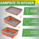 Collapsible Bucket for Cleaning - 7.27L Foldable Wash Bin Dish Tub - Collapsible Wash Basin or Camping Sink for Beach, Tailgating, or Soaking Laundry - Cleaning Supplies by Wakeman (Orange) - Image 4