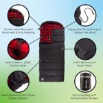 Sleeping Bag - Lightweight Envelope-Style 32F Rated Outdoor Sleeping Bag with Hood and Carry Case for Backpacking, Camping and Hiking by Wakeman (Navy) - Image 3