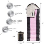 Sleeping Bag – 35F Rated 3 Season Envelope Style with Hood for Outdoor Camping, Backpacking and Hiking with Carry Bag by Wakeman Outdoors (Pink/Black) - Image 2
