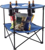 Wakeman Camp Table - Round 2-Tier Folding Table with 4 Cupholders and Carrying Bag - for Camping, Beach, Picnic, Sporting Events, and More Outdoors,Blue - Image 5