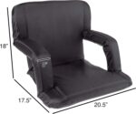 Wakeman Outdoors Stadium Seat Chair- Bleacher Cushion with Padded Back Support, Armrests, 6 Reclining Positions and Portable Backpack Carry Straps (Black) - Image 3