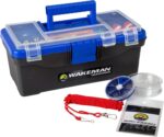 55-Piece Fishing Tackle Set – Tackle Box Includes Sinkers, Hooks, Lures, Bobbers, Swivels, Fishing Line, and More – Angling Gear by Wakeman (Blue)