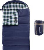 Sleeping Bag - 32F Comfort Rated 3-Season Envelope-Style Sleep Bag with Hood for Backpacking, Hiking, and Camping by Wakeman
