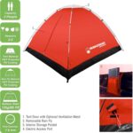 2 Person Camping Tent with Rain Fly and Carrying Bag - Water-Resistant Outdoor Tent for Backpacking, Hiking, or Festivals by Wakeman Outdoors (Red) - Image 2