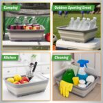 Collapsible Bucket for Cleaning - 7.27L Foldable Wash Bin Dish Tub - Collapsible Wash Basin or Camping Sink for Beach, Tailgating, or Soaking Laundry - Cleaning Supplies by Wakeman (Gray) - Image 5