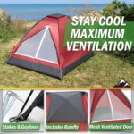 2 Person Camping Tent with Rain Fly and Carrying Bag – Lightweight Outdoor Pop Up Tents for Camping Essentials, Music Festivals, Backpacking, Hiking, or Beach Shelter by Wakeman Outdoors - Image 4