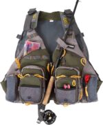 Fishing Vest - Lightweight Adjustable Nylon and EVA Foam Tackle Organizer Jacket for Lake, Stream, and Pond Fishing by Wakeman Outdoors
