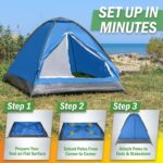 2 Person Camping Tent with Rain Fly and Carrying Bag - Lightweight Outdoor Pop Up Tents for Camping Essentials, Music Festivals, Backpacking, Hiking, or Beach Shelter by Wakeman Outdoors - Image 8