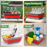 Collapsible Cleaning Caddy - Portable Multi-use Wash Basin, Dish Tub, or Ice Bucket with 7.27L Capacity for Camping and Tailgating by Wakeman (Red) - Image 5