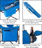 Wakeman Oversized Camp Chair-300lb Capacity Big Tall Quad Seat with Cup Holder, Cooler, Carry Bag for Tailgating, Camping, Fishing Outdoors (Blue) - Image 4